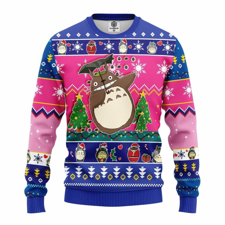Totoro Ghibli Studio Ugly Christmas Sweater Pink