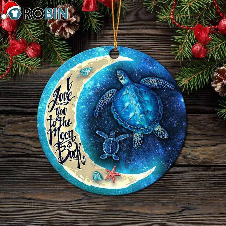 Turtle Love You To The Moon Christmas Ornament