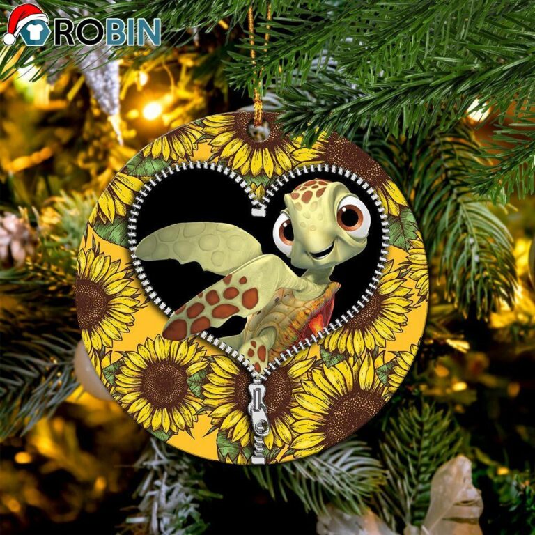 Turtle Sunflower Zipper Ornament – Christmas Decorations