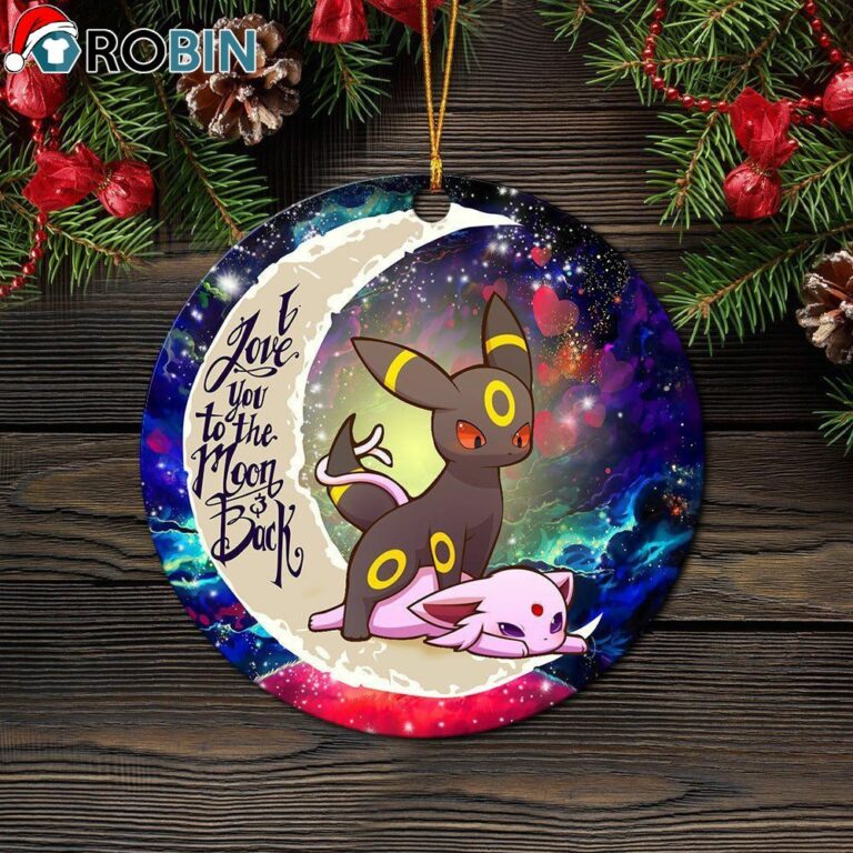 Umbreon Espeon Eevee Evolution Pokemon Love You To The Moon Galaxy Ornament – Christmas Decorations