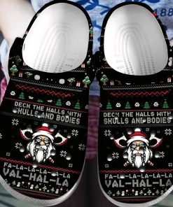Viking Crocs Classic Clogs Shoes Deck The Halls With Skulls And Bodies