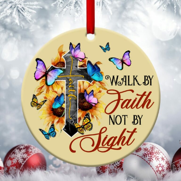 Walk By Faith Sunflower And Cross Circle Ornament