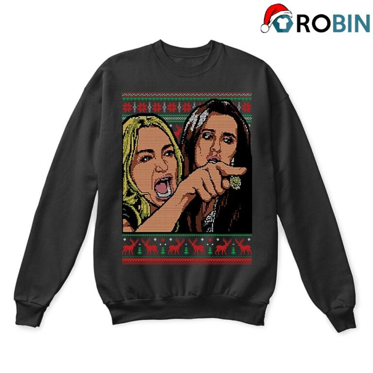 Woman Yelling At A Cat Meme First Half Christmas Ugly Sweatshirts