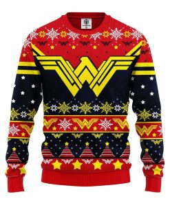 wonder woman red yellow ugly christmas sweatshirt 1 tW9Qy