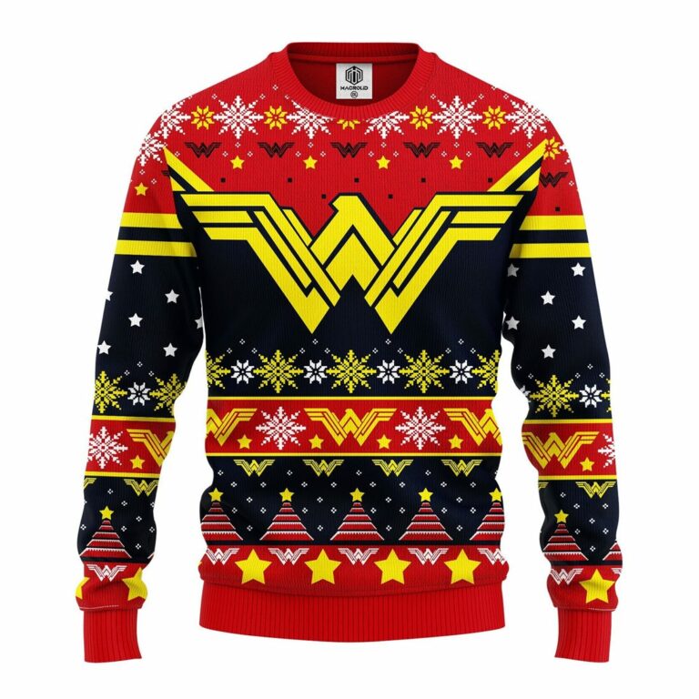 Wonder Woman Red Yellow Ugly Christmas Sweatshirt