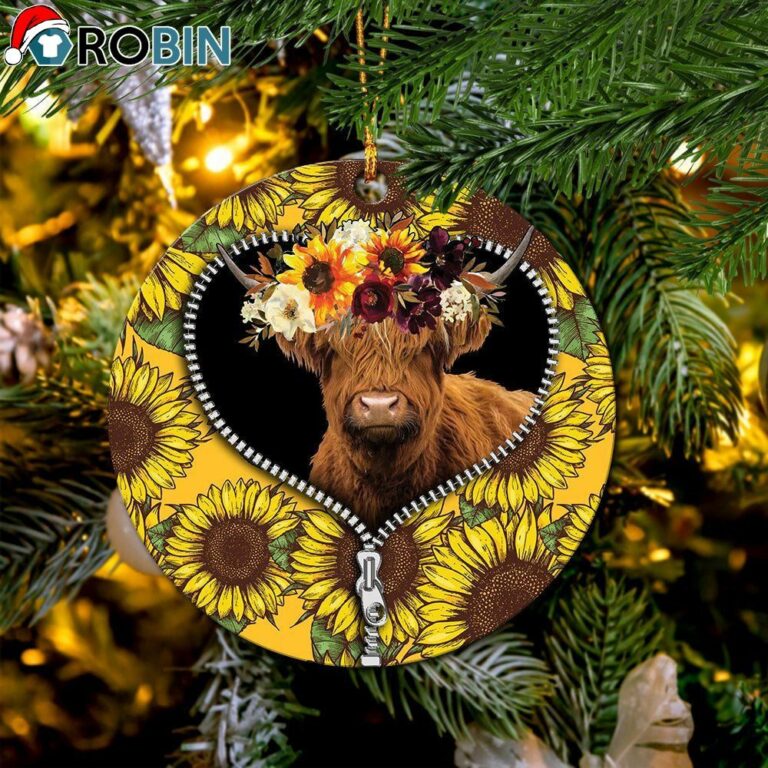 Yak Sunflower Zipper Christmas Ornament