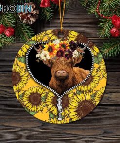 Yak Sunflower Zipper Christmas Ornament Yak Sunflower Zipper Christmas Ornament