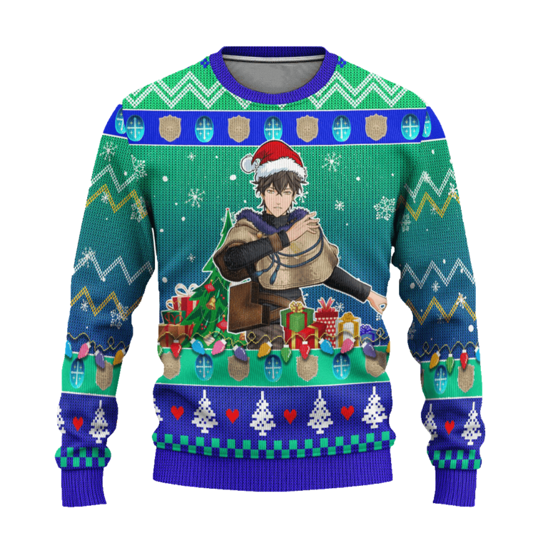 Yuno Anime Ugly Christmas Sweater Black Clover Xmas Gift