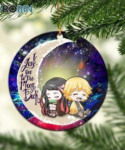 zenitsu and nezuko chibi demon slayer love you to the moon galaxy ornament christmas decorations 1 omqcvx