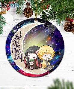 Zenitsu And Nezuko Chibi Demon Slayer Love You To The Moon Galaxy Ornament – Christmas Decorations Zenitsu And Nezuko Chibi Demon Slayer Love You To The Moon Galaxy Ornament – Christmas Decorations