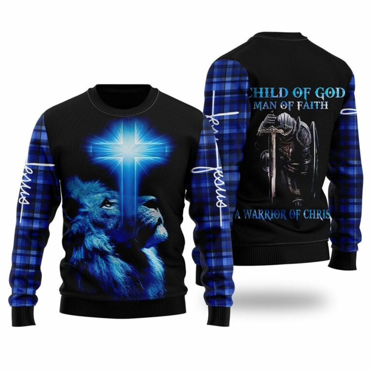 A Child Of God A Man Of Faith Christmas Ugly Sweatshirt, Sweater