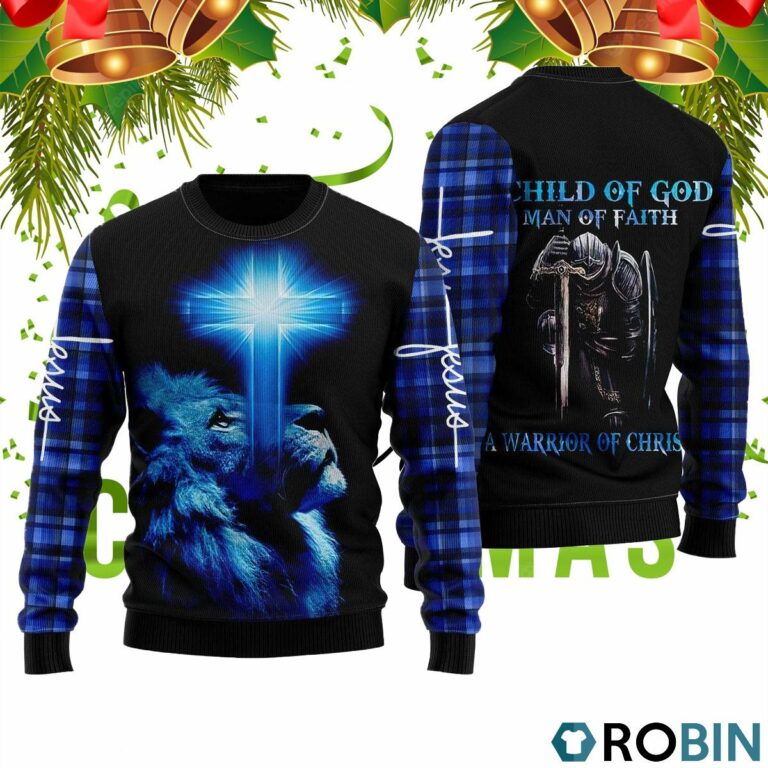 A Child Of God A Man Of Faith 3D Print Ugly Christmas Sweater RB2050