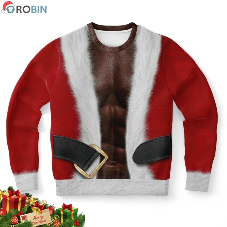 African Black Santa With Muscle Ugly Christmas Sweater