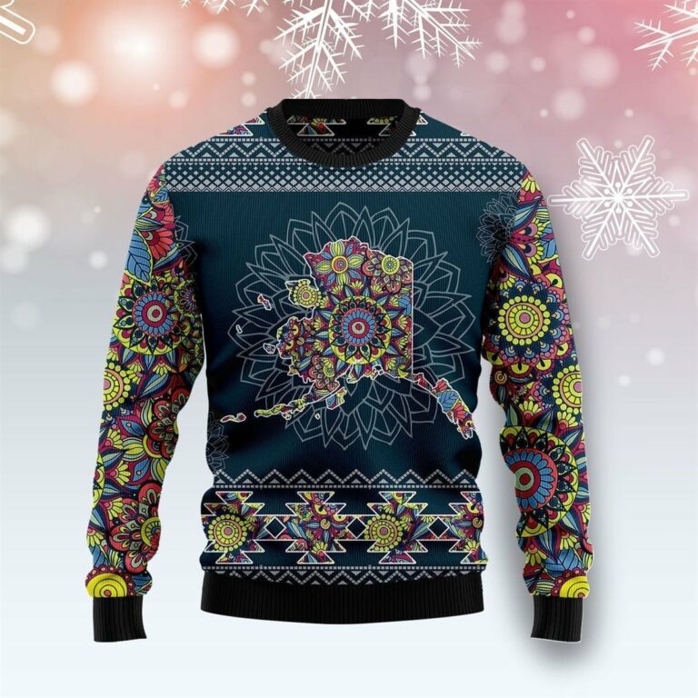 Alaska Blue Mandala Christmas Ugly Sweatshirt, Sweater