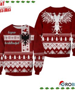 Albanian Eagle Simple Style Christmas Pattern Ugly Sweatshirt, Sweater