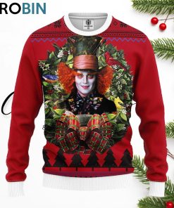 Alice In Wonderland The Mad Hatter Noel Merry Christmas Ugly Christmas Sweater