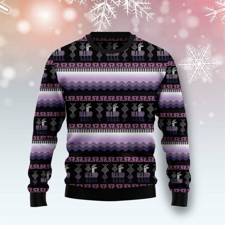 Alpaca Purple Pattern Ugly Sweatshirt, Sweater
