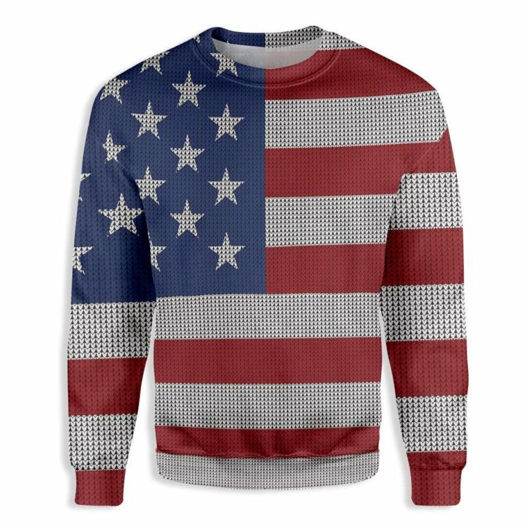 American Flag All Over Print Ugly Sweatshirt, Sweater