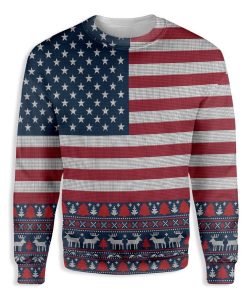 American Flag Ugly Pattern Christmas Ugly Sweatshirt, Sweater