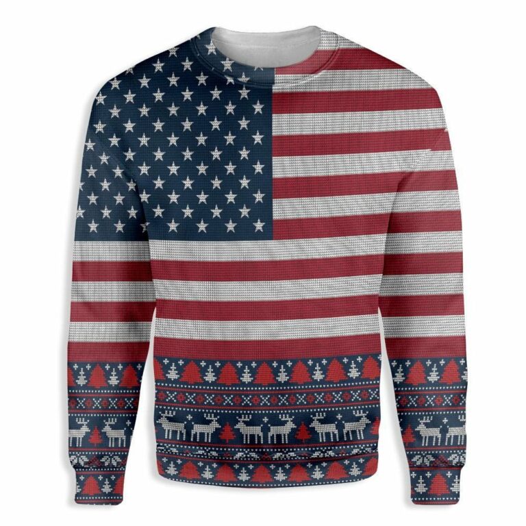American Flag Ugly Pattern Christmas Ugly Sweatshirt, Sweater