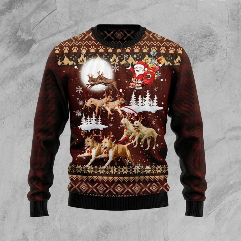American Pit Bull Terrier Reindeers Car Ugly Christmas Sweatshirt, Sweater