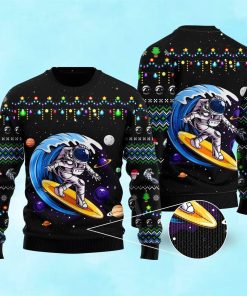Astronauts Surf On A Surfboard In Space Christmas Ugly Sweatshirt, Sweater Astronauts Surf On A Surfboard In Space Christmas Ugly Sweatshirt, Sweater