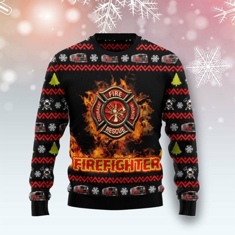 Awesome Firefighter  Christmas Ugly Sweatshirt, Sweater