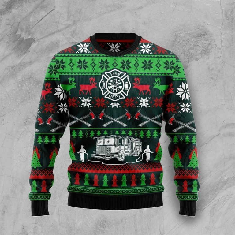 Awesome Firefighter Christmas Ugly Sweatshirt, Sweater