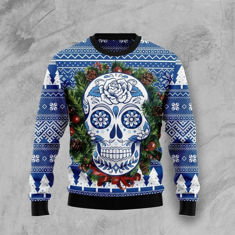 Awesome Sugar Skull Christmas Ugly Sweatshirt, Sweater