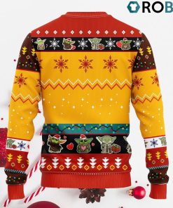 Baby Yoda Moon And Back Cute Ugly Christmas Sweater Yellow