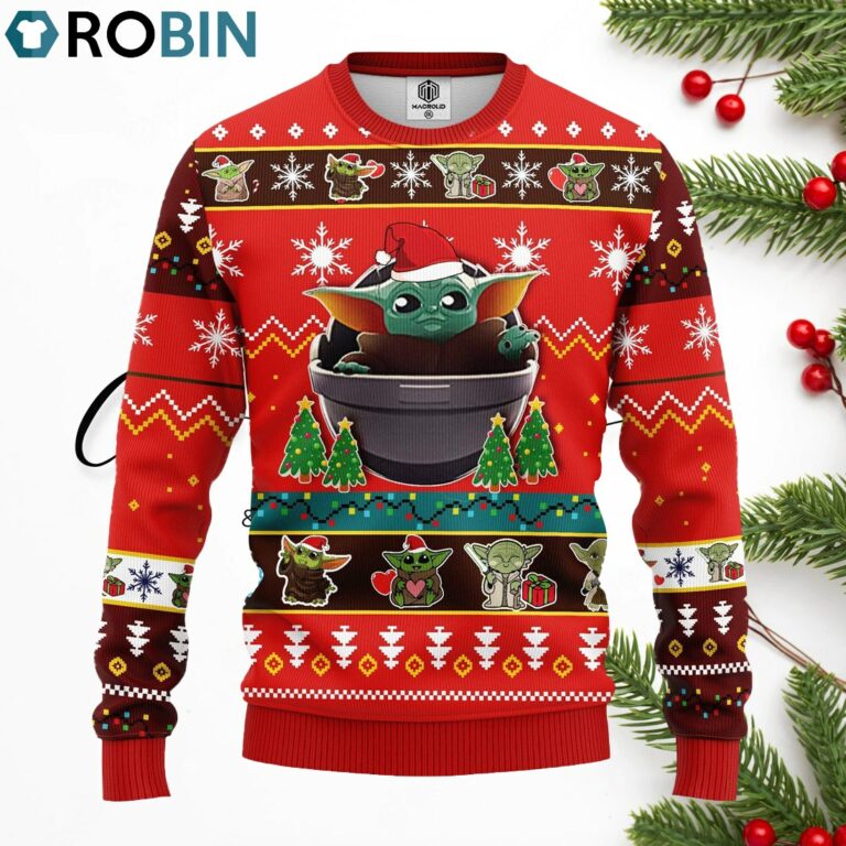 Baby Yoda Ugly Christmas Sweater Red