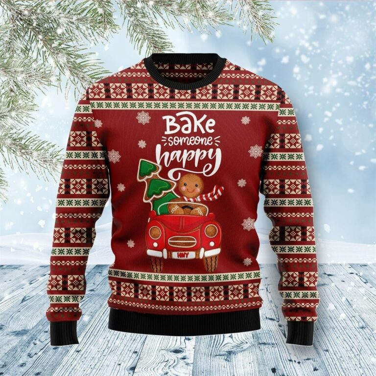 Bake Someone Happy Christmas Ugly Sweatshirt, Sweater