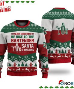 Bartender All Merry Christmas Be Nice Ugly Sweatshirt, Sweater
