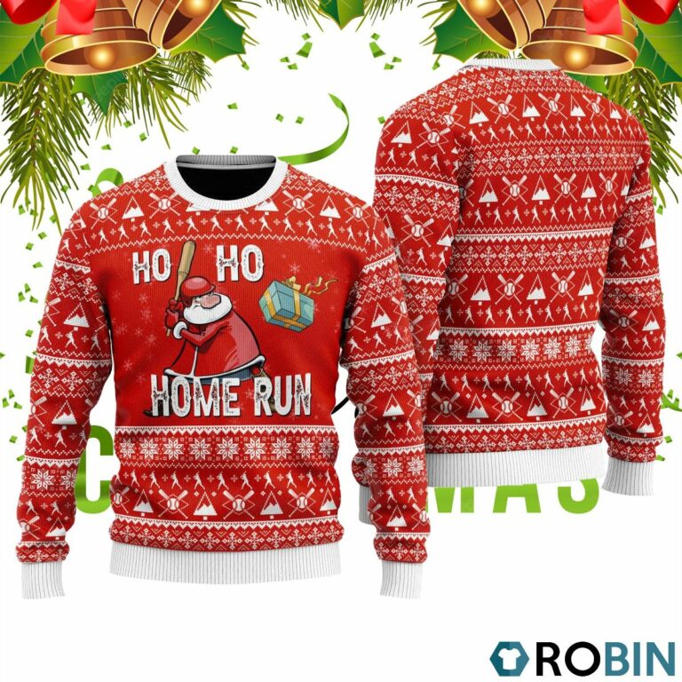 Baseball Ho Ho Homerun Ugly Christmas Sweater RB4502