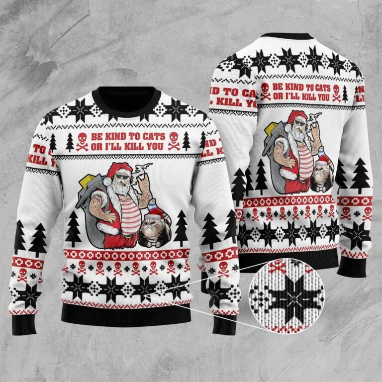 Be Kind To Cats Christmas Ugly Sweatshirt, Sweater