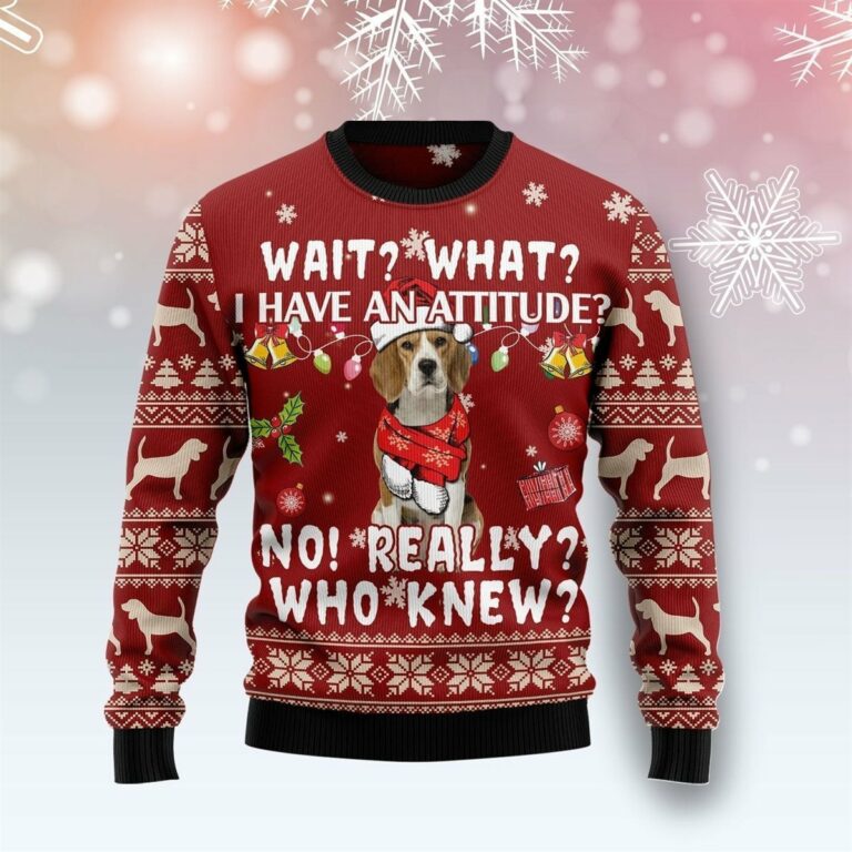 Beagle Attitude Ugly Sweatshirt, Sweater