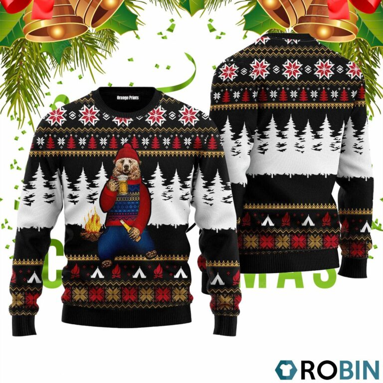 Bear Campfire Ugly Christmas Sweater RB2008