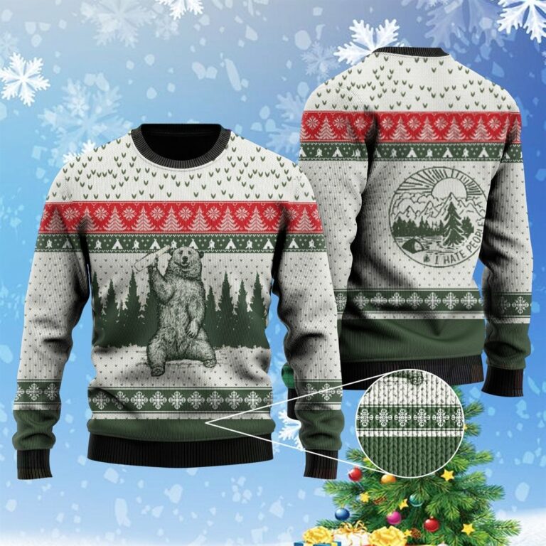 Bear I Hate People Christmas Ugly Sweatshirt, Sweater