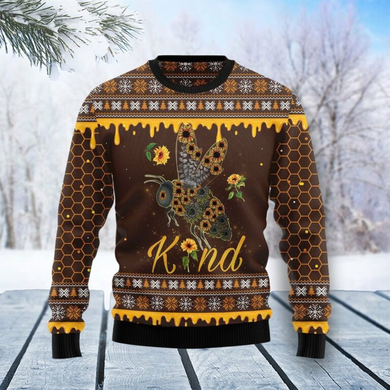 Bee Kind Sunflower Christmas Ugly Sweatshirt, Sweater