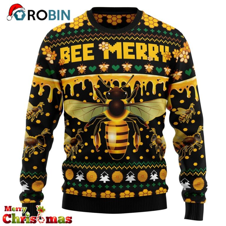 Bee Merry Christmas Unisex Crewneck Sweater – Ugly Christmas Sweater