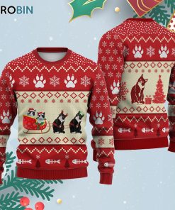 Bicolor Cat Reindeer Ugly Christmas Sweatshirt – Sweater Bicolor Cat Reindeer Ugly Christmas Sweatshirt – Sweater