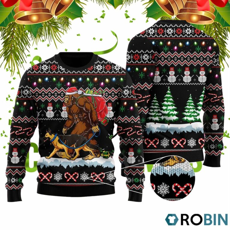 Big Foot & Dog 3D Print Ugly Christmas Sweater RB4439
