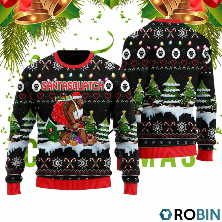 Bigfoot Christmas Santasquatch 3D Print Ugly Christmas Sweater RB4245