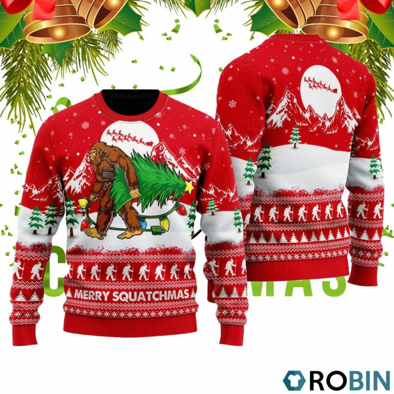 Bigfoot Mery Squatchmas Ugly Christmas Sweater RB4407