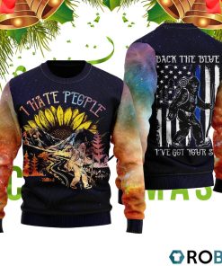 Bigfoot Sunflower I Hate People Camping Ugly Christmas Sweater RB2423