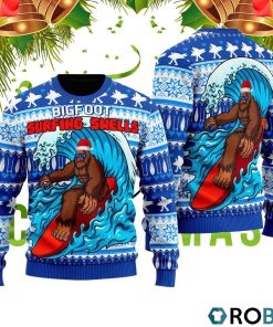 Bigfoot Surfing Swells Ugly Christmas Sweater RB4409