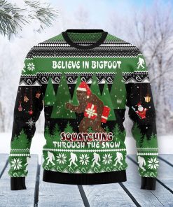 Bigfoot Through Snow Christmas Ugly Sweatshirt, Sweater