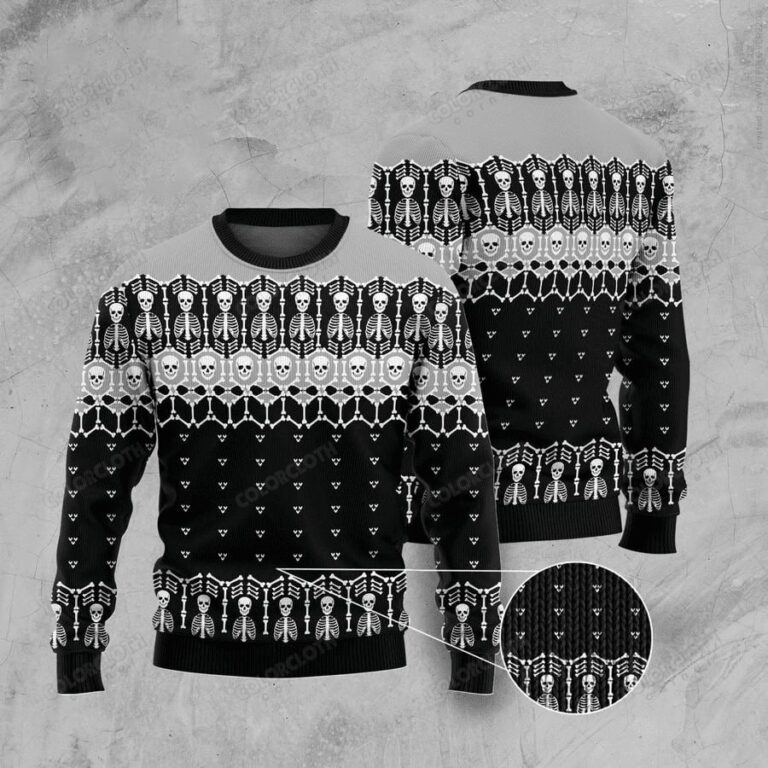 Black And White Skeleton Christmas Ugly Sweatshirt, Sweater