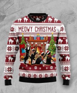 Black Cat Christmas Dancing Christmas Ugly Sweatshirt, Sweater Black Cat Christmas Dancing Christmas Ugly Sweatshirt, Sweater