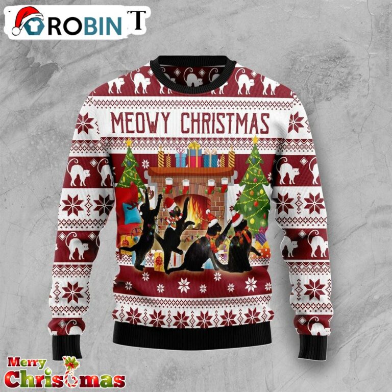 Black Cat Christmas Dancing Ugly Christmas Sweater – Best Xmas Gift
